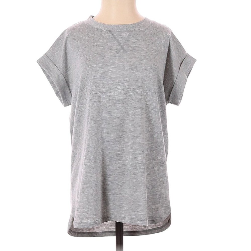 Como Vintage Women Gray Short Sleeve T-Shirt szL